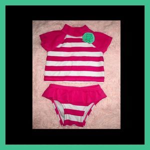 CIRCO 2 PC SHORT SLEEVE SWIMSUIT RASHGUARD BIKINI-INFANT GIRLS SIZE 6-9 MO.